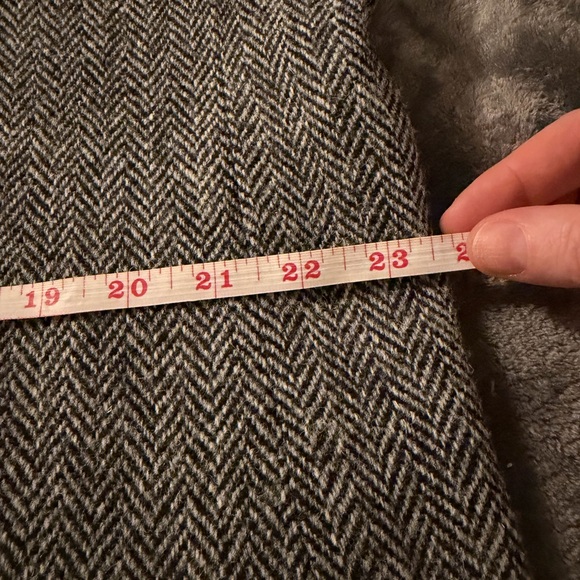 Vintage Harris Tweed Grey Herringbone Blazer Hardwick Clothes 46R Made In USA